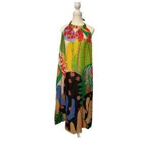 Italian Linen Colourful Maxi Dress
